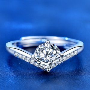 Certified 1ct. t.w. Moissanite Diamond Crown Wedding Engagement Ring NEW